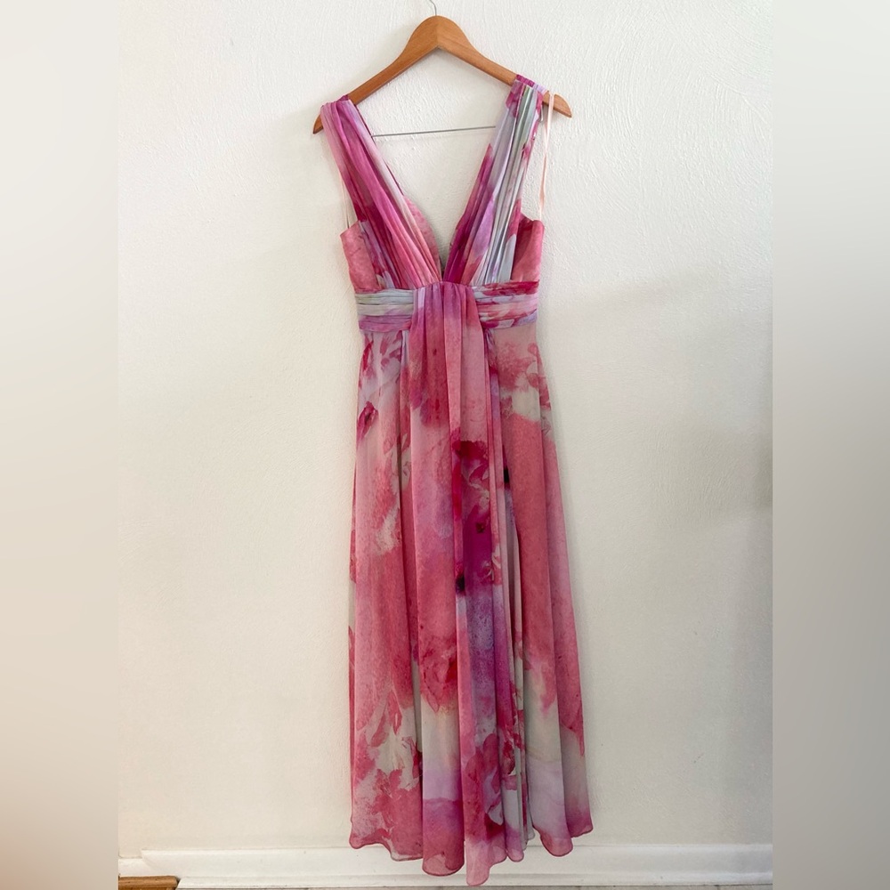 Fame and Partners Valencia Watercolor Floral Maxi Dress Split Empire Chiffon 6 - Picture 5 of 17